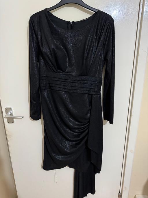 Buy & Sell West Green North London - Photos for Sparkly Black Long Sleeve Drape Dress Size 12