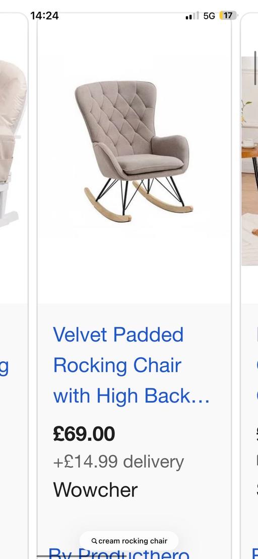 Buy & Sell Brampton Rotherham - Photos for High back velvet padded rocking chair