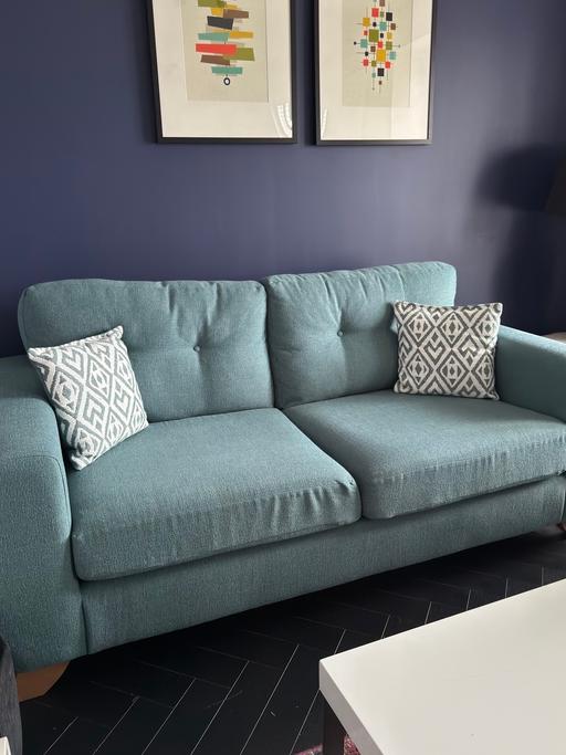 Buy & Sell Sheffield Sheffield - Photos for Small 3 seater Teal blue Sofa