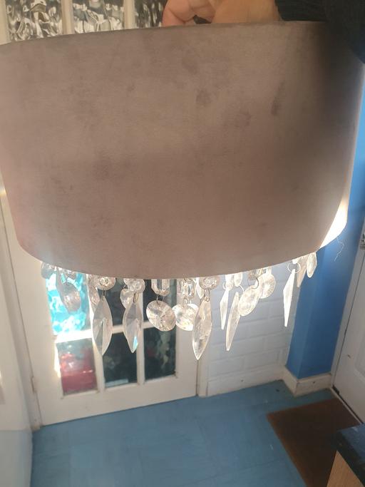 Buy & Sell Gornal Wood Dudley - Photos for 14 inch Grey Suede & Crystals, Light Shade ,
