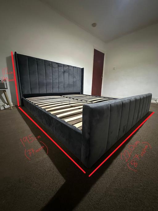 Buy & Sell Dollis Hill North West London - Photos for Super King Grey Velvet Bed Frame - BARGAIN £