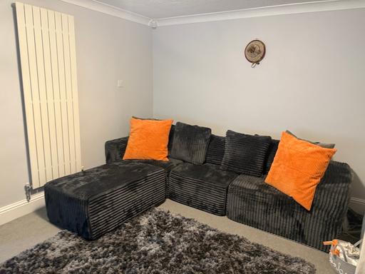 Buy & Sell Holbeck Leeds - Photos for Large Grey Cord Corner Sofa with Footstool