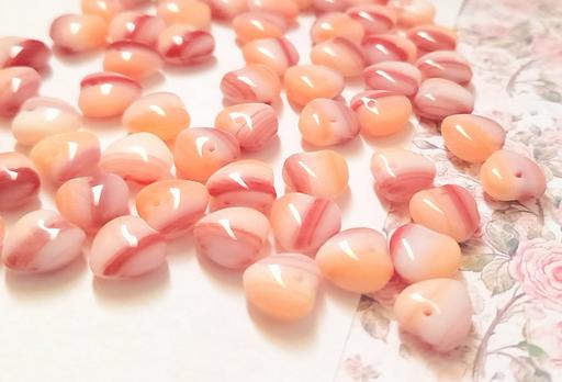Buy & Sell Aldwych Central London - Photos for Misty Red Peach Hearts 8mm Retro Opaque Beads