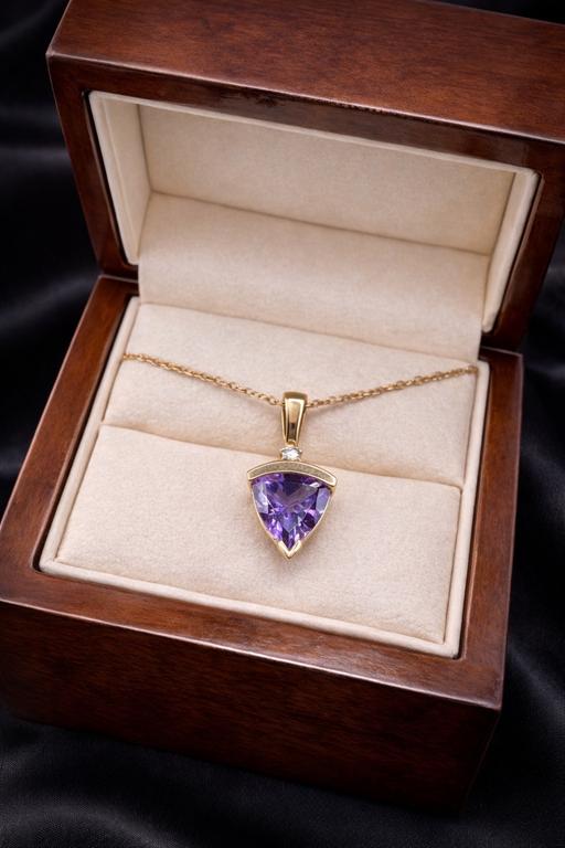 Buy & Sell Harrow on the Hill North West London - Photos for Pretty 9ct Gold Amethyst and Diamond Necklace