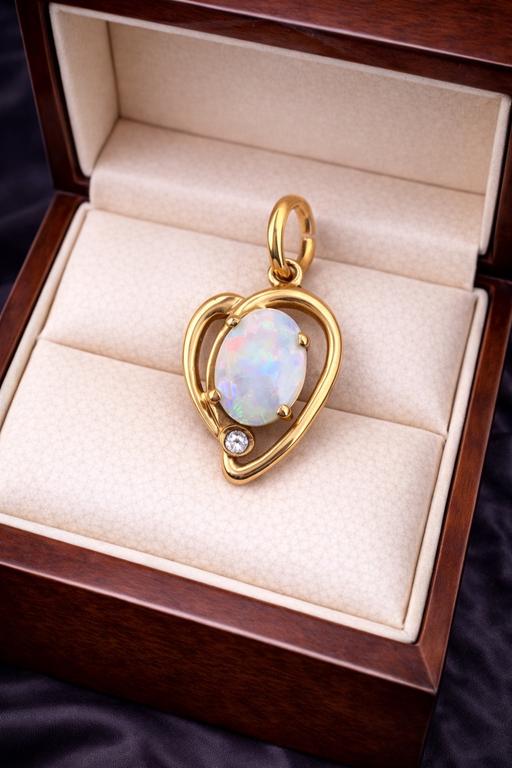 Buy & Sell Harrow on the Hill North West London - Photos for 9ct Gold Diamond and Natural Opal Pendant