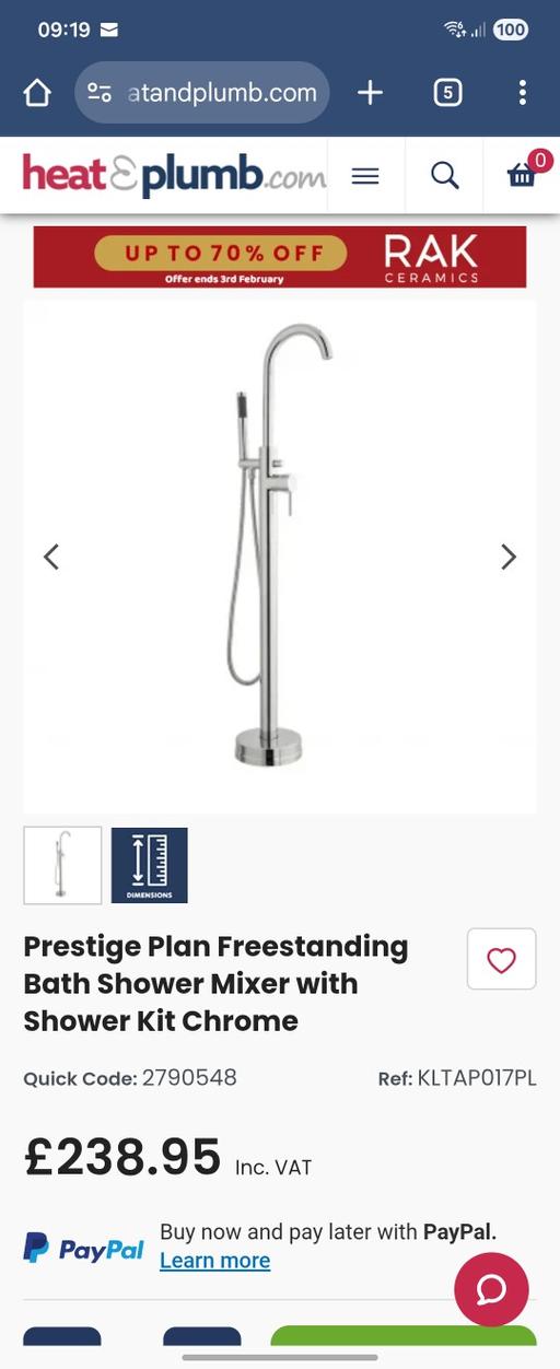 Buy & Sell Chasetown Lichfield - Photos for Free Standing Bath Shower Mixer Chrome
