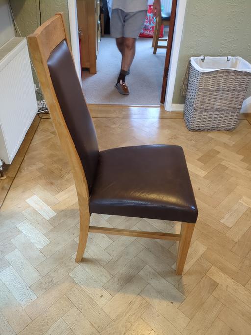 Buy & Sell Hasbury Dudley - Photos for set of 4 oak & faux leather dining chairs