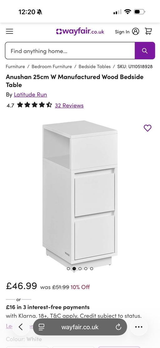 Buy & Sell Willesden North West London - Photos for White bedside table