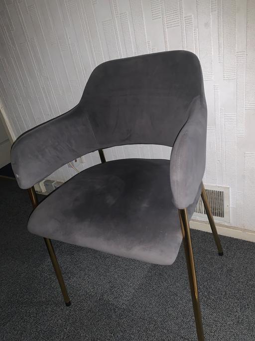 Buy & Sell Harborne Birmingham - Photos for Grey Velvet Chair with Gold Metal Legs Dining