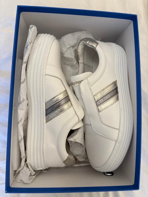 Buy & Sell St John`s Wood North West London - Photos for Philip Hog White Leather Platform Trainer Uk7