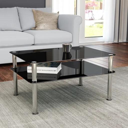 Buy & Sell Ladybarn Manchester - Photos for AVF Coffee Table,Black Glass with Chrome Legs