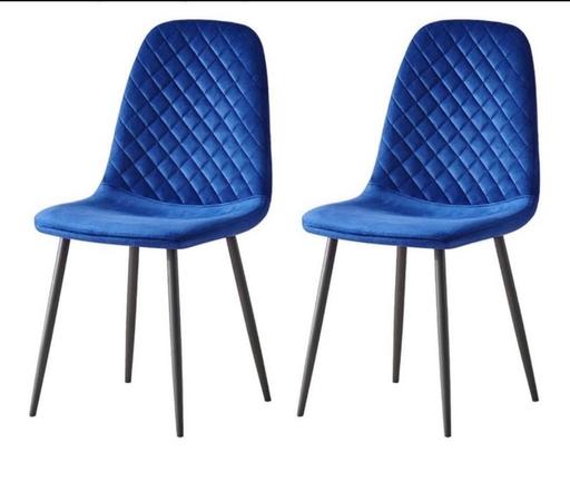 Buy & Sell South Quay East London - Photos for 2 x Blue velvet dining chairs