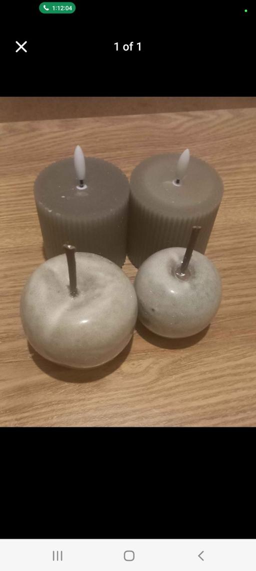 Buy & Sell Welwyn Garden City Welwyn Hatfield - Photos for 2 grey candles and 2 ceramic apples