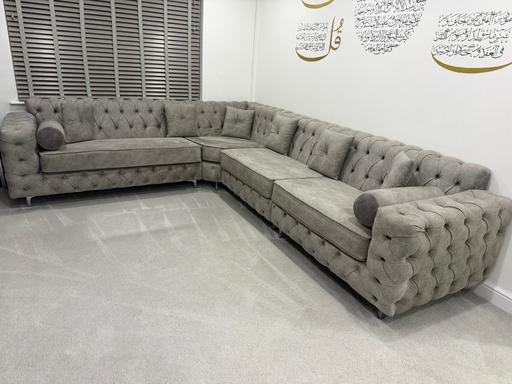 Buy & Sell Blackburn Blackburn with Darwen - Photos for Marble grey Suede plush fabric sofa