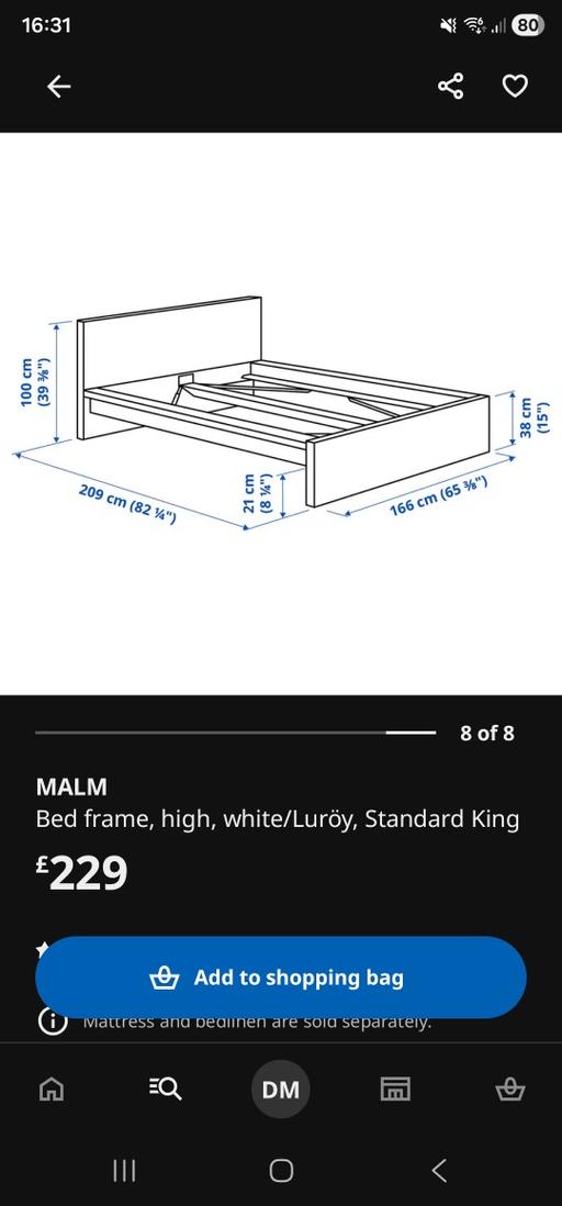 Buy & Sell Codsall South Staffordshire - Photos for ikea double bed frame malm + mattress