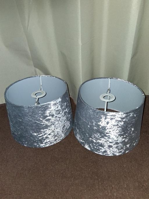 Buy & Sell Woodgate Birmingham - Photos for 2 grey crushed velvet drum light shades