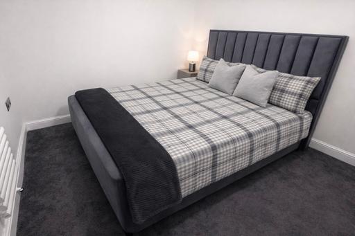 Buy & Sell Newham East London - Photos for Modern Grey Upholstered Bed & Mattress