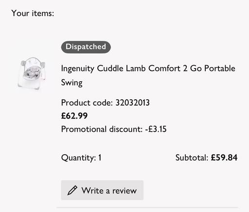 Buy & Sell East Ham East London - Photos for Baby Swing From John Lewis