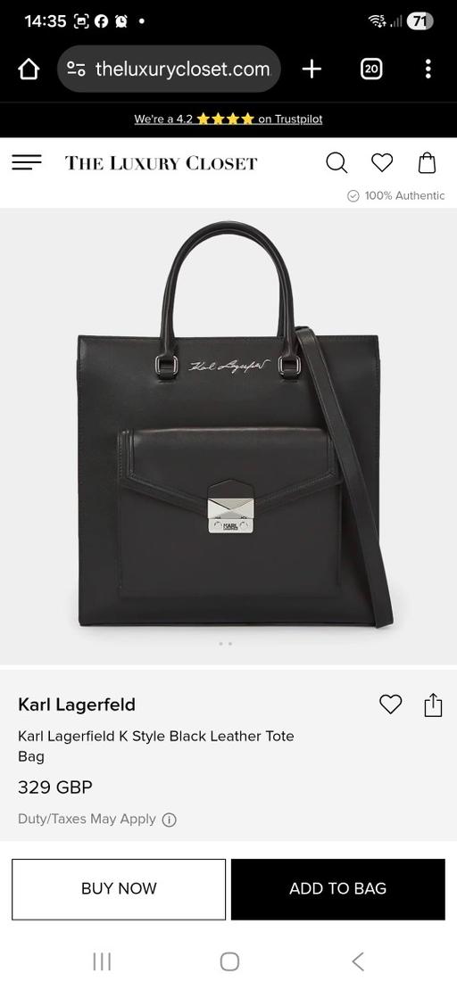 Buy & Sell Kempston Bedford - Photos for Karl Lagerfield K Style Black Leather Tote