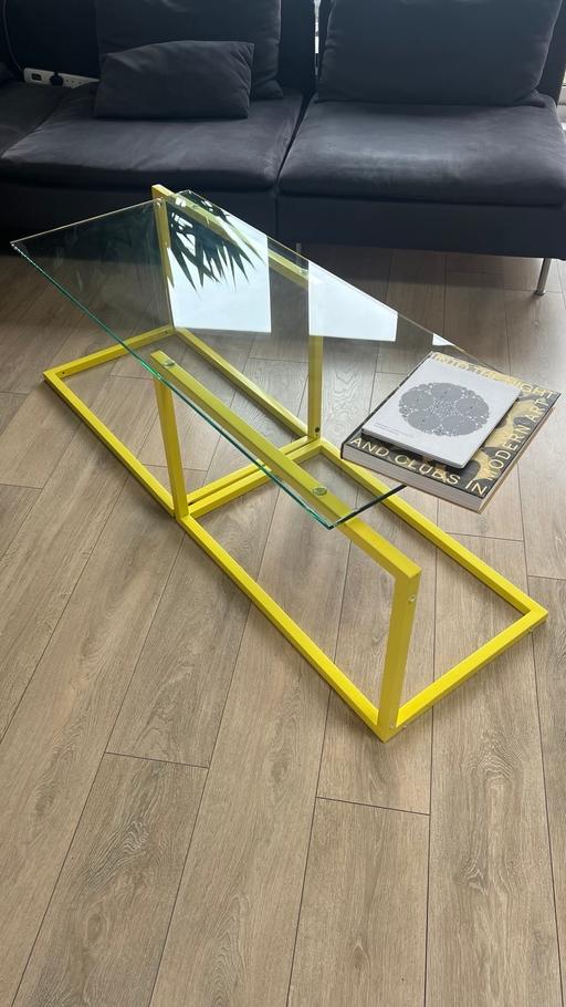 Buy & Sell Pudding Mill Lane East London - Photos for Designer glass coffee table with yellow frame