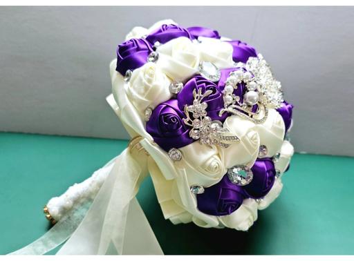 Buy & Sell Heath Hayes Cannock Chase - Photos for Bridal Bouquet Ivory Purple Roses Rhinestone