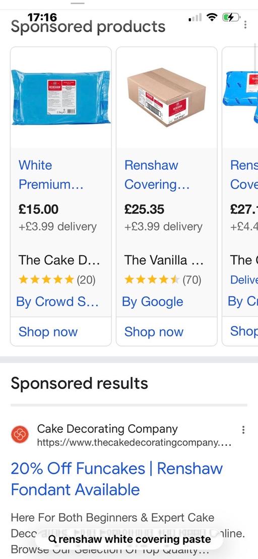 Buy & Sell Wednesfield Wolverhampton - Photos for 2x2.5kg fondant icing white date 7/26