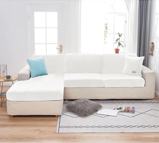 Buy & Sell Bounds Green North London - Photos for White Velvet Soft Sofa Covers