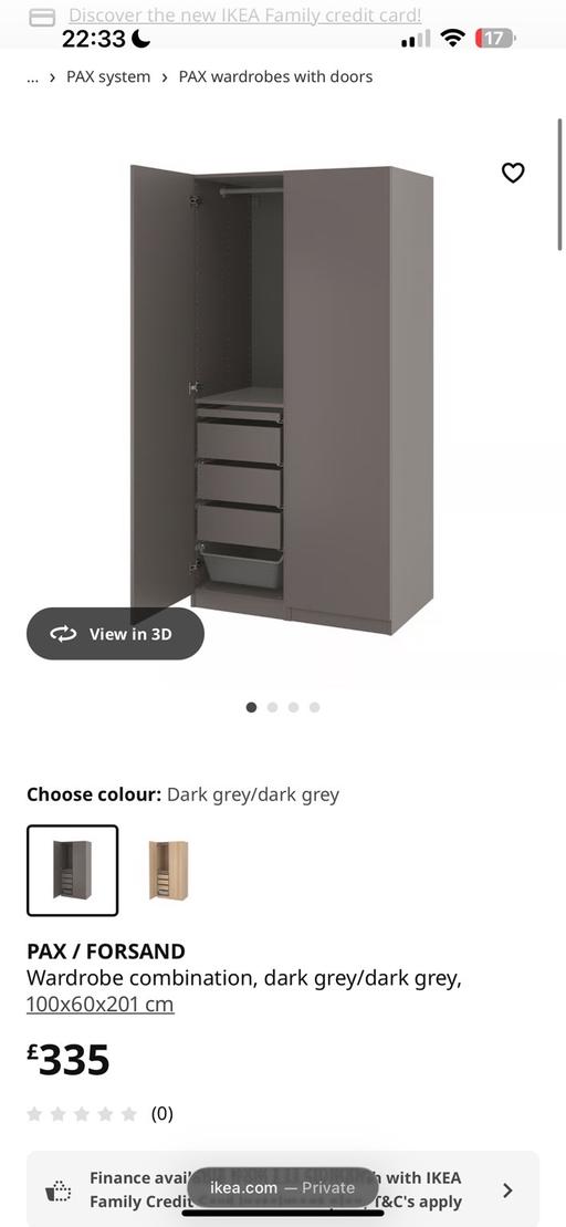 Buy & Sell Kitts Green Birmingham - Photos for Pax Forsand Dark Grey Wardrobe Brand New Ikea