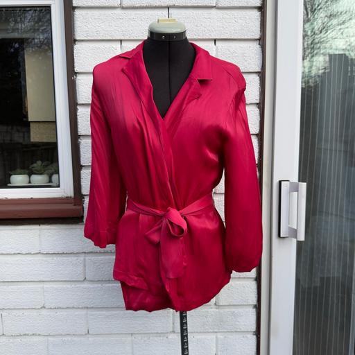  — Red satin blouse