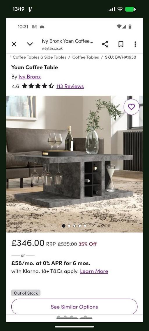 Buy & Sell Wollescote Dudley - Photos for WAYFAIR YOAN COFFEE TABLE