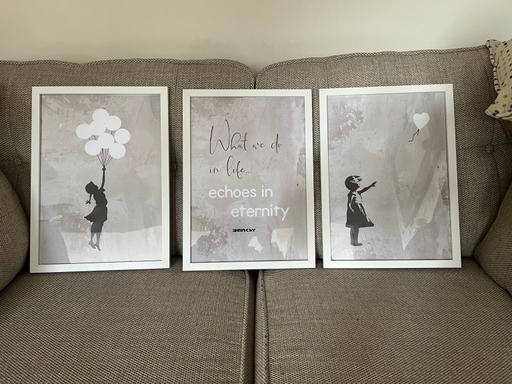 Buy & Sell Halesowen Dudley - Photos for 3 x Banksey prints in white wooden frames