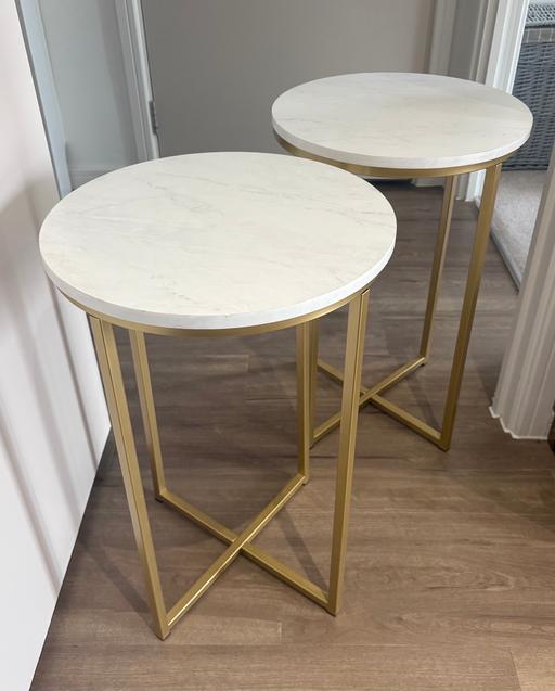 Buy & Sell Canning Town East London - Photos for Two marble effect gold side tables