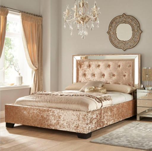 Buy & Sell Ward End Birmingham - Photos for Gold Crushed Velvet Double Bed(with mattress)