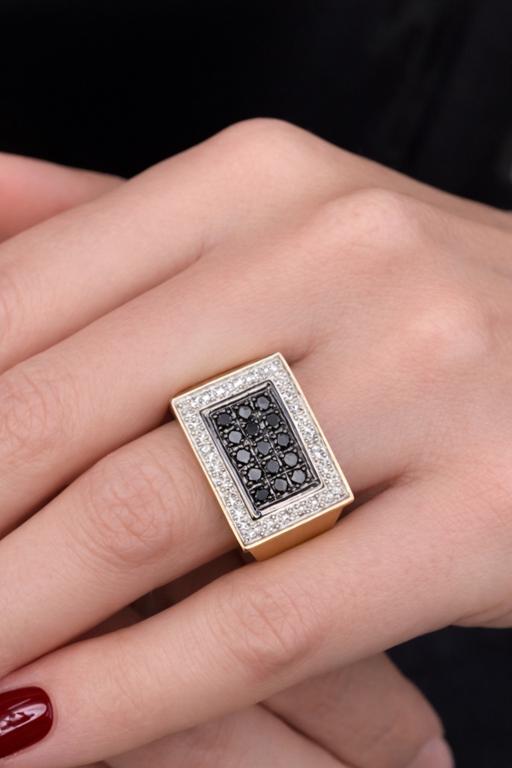 Buy & Sell Harrow on the Hill North West London - Photos for Black and White Diamond Heavy 9ct Gold Ring