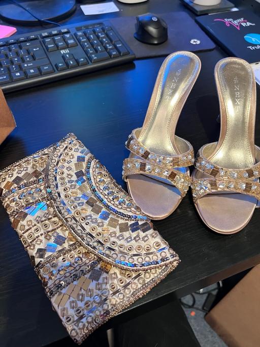 Buy & Sell Halesowen Dudley - Photos for NEXT backless gold sandal and bag.