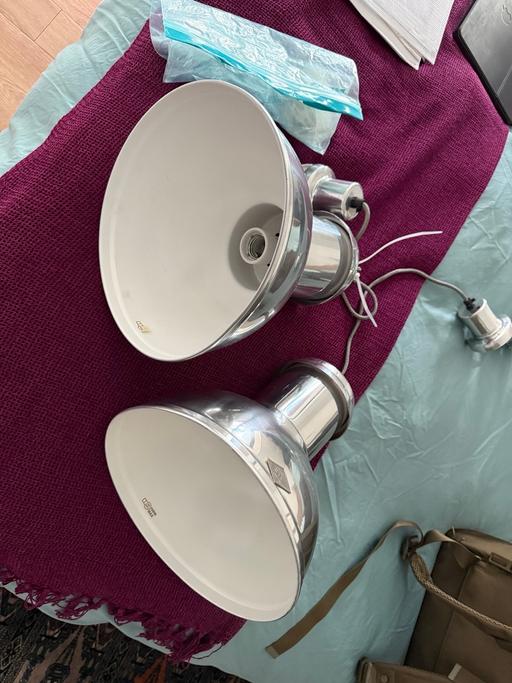 Buy & Sell Nine Elms South West London - Photos for BTC Time Pendant Lights 28cm Pair Aluminium