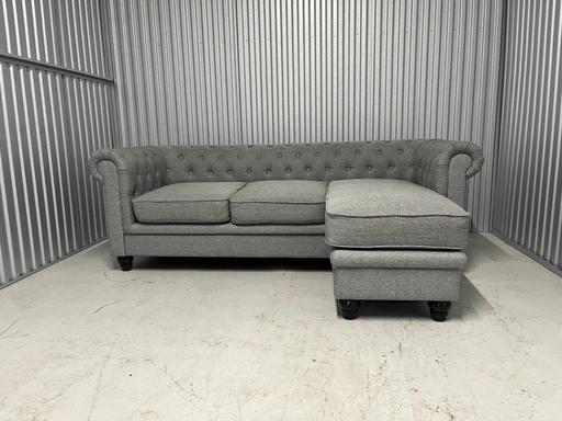 Buy & Sell Brixton South East London - Photos for Grey Chesterfield Sofa With Chaise Footstool