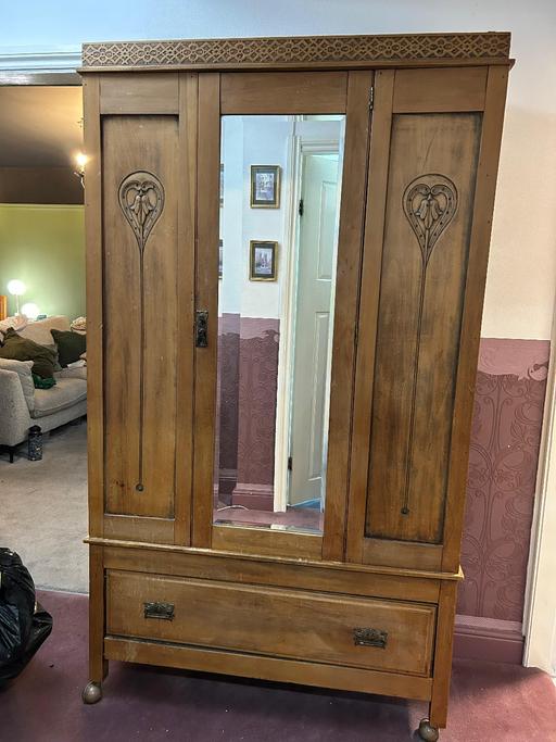 Buy & Sell Newhall Street Birmingham - Photos for Vintage Wooden Mirrored Wardrobe with Drawer
