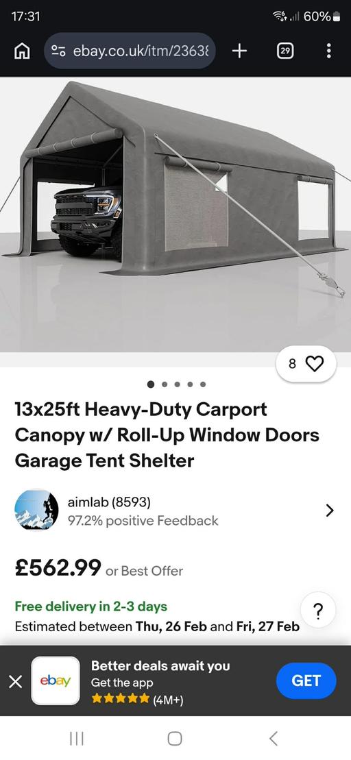 Buy & Sell Hurst Green Dudley - Photos for 13x25ft Heavy-Duty Carport Canopy