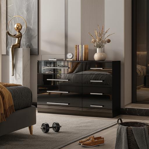 Buy & Sell Milnrow Rochdale - Photos for Black High Gloss 8 Drawer Chest of Drawers