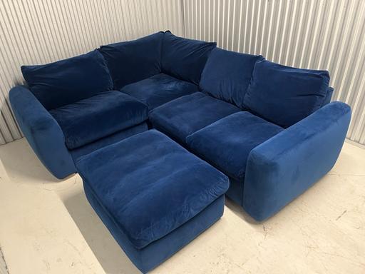Buy & Sell Brixton South East London - Photos for Navy Blue L-Shape Corner Sofa & Footstool