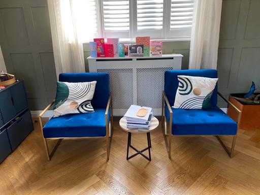 Buy & Sell Kings Norton Birmingham - Photos for Two blue velvet arm chairs rrp £300 each