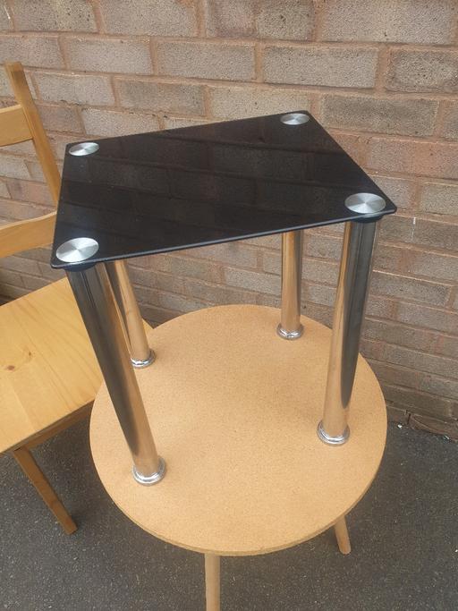 Buy & Sell Pensnett Dudley - Photos for Black Glass & Chrome Plated Side Table, Good