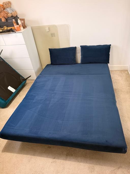 Buy & Sell Hoddesdon Broxbourne - Photos for Navy blue velvet Sofa Bed - Marks and Spencer