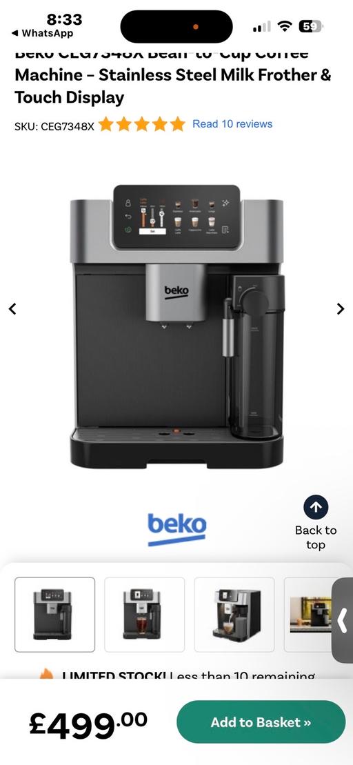 Buy & Sell Swanage Dorset - Photos for BEKO coffee machine