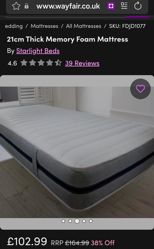 Buy & Sell Kingstanding Birmingham - Photos for 21cm Thick Memory Foam Mattress