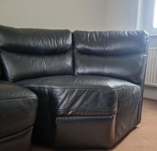 Buy & Sell Worsthorne Burnley - Photos for Large 9-Seater Black Leather Corner Sofa – Ex