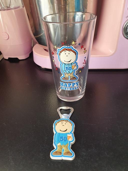 Buy & Sell Upper Gornal Dudley - Photos for birthday glass & bottle opener set 50th