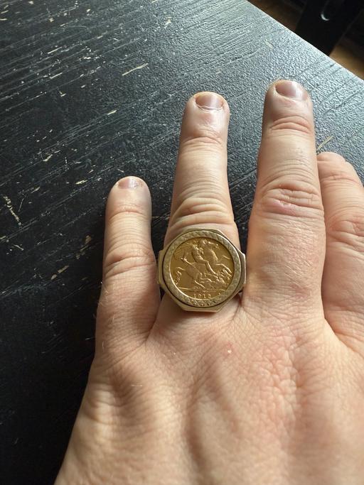 Buy & Sell Four Oaks Birmingham - Photos for 9ct yellow gold half sovereign ring, size P