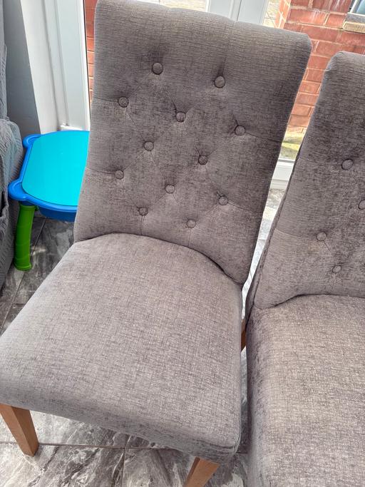 Buy & Sell Stechford Birmingham - Photos for Two grey button suede chair with wooden legs